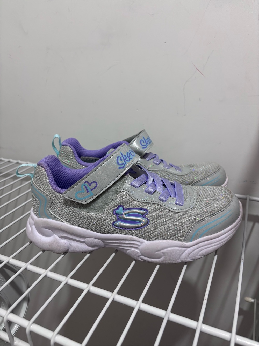 Skechers Kids Gray & Purple Glitter Slip-On Sneakers